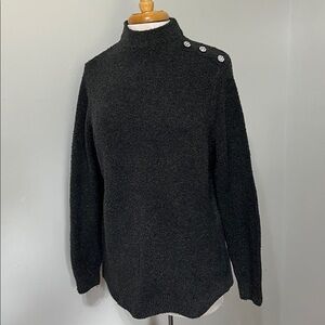 Liz Claiborne Mock Neck Grey Sweater Jewel Accents Size Large